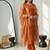 Label divine attire women orange lucknowi chikankari kurta pant dupatta set