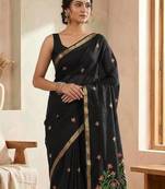 Black Color Zari  Weaving Silk Saree
