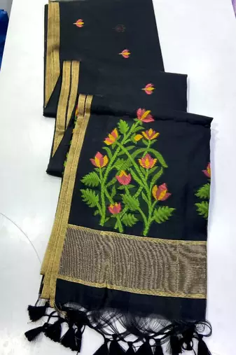 Black Color Zari  Weaving art silk saree