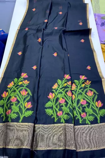 Black Color Zari  Weaving art silk saree