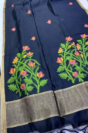 Black Color Zari  Weaving art silk saree