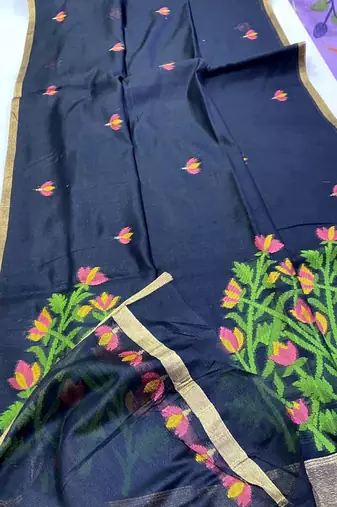 Black Color Zari  Weaving art silk saree