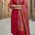 Label divine attire women’s red pv chanderi kurta pant set with jacquard silk dupatta