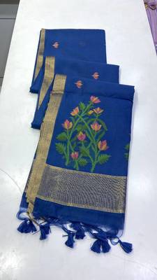 Blue Color Zari  Weaving Silk Saree 2