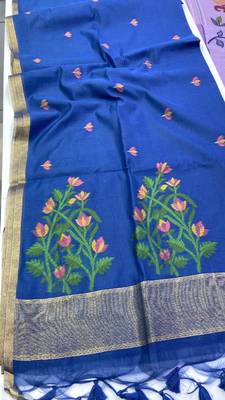 Blue Color Zari  Weaving Silk Saree 3