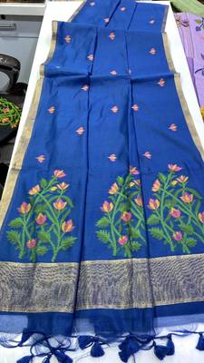Blue Color Zari  Weaving Silk Saree 4