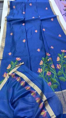 Blue Color Zari  Weaving Silk Saree 5
