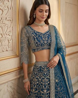 Designer net lehenga choli for wedding 3