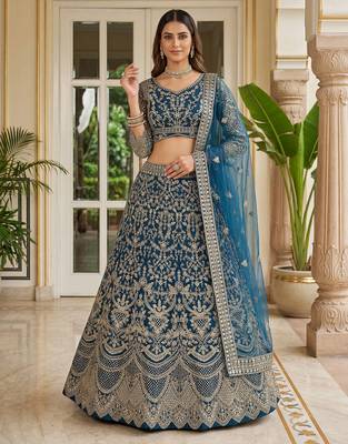Designer net lehenga choli for wedding 4