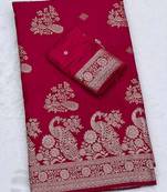 Red Color Jaqurad Weveing Work Satin Silk Saree