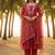 Label divine attire maroon organza lace work kurta pant set with dupatta