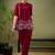 Label divine attire women’s red viscose rayon thread work kurta pant set with collar neck
