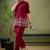 Label divine attire women’s red viscose rayon thread work kurta pant set with collar neck