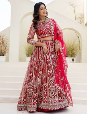 Blue butterfly net wedding wear lehenga choli for women 2