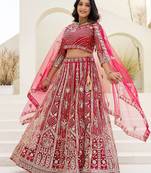 Blue butterfly net wedding wear lehenga choli for women