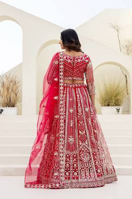 Blue butterfly net wedding wear lehenga choli for women 3