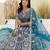 Blue butterfly net wedding wear lehenga choli for women