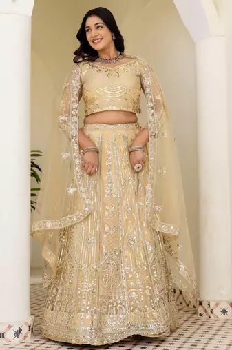 Blue butterfly net wedding wear lehenga choli for women