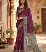 Wine Bandhani And Kalamkari Design Art Silk Saree