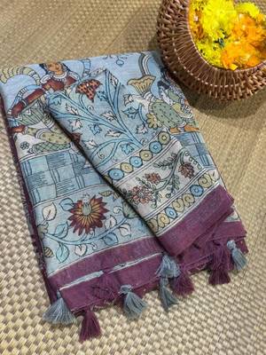 wine Color bandhani and kalamkari design art silk saree 3