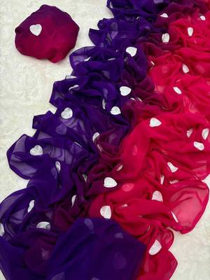 purple and pink Color  heart shape work embroidery Georgette Saree 1