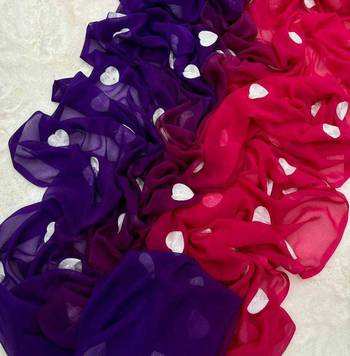 purple and pink Color  heart shape work embroidery Georgette Saree 2