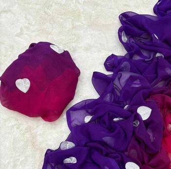 purple and pink Color  heart shape work embroidery Georgette Saree 3