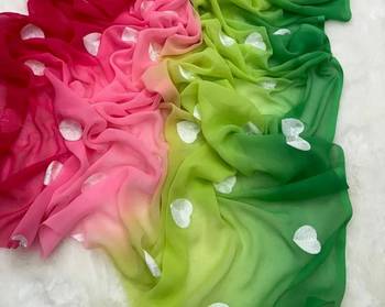 Rani Pink And Green Color  heart shape work embroidery Georgette Saree 2