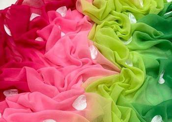 Rani Pink And Green Color  heart shape work embroidery Georgette Saree 3