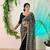 Black pure soft fandy sattin silk with real mirror work lace border saree