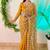 Yellow pure soft fandy sattin silk with real mirror work lace border saree