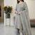 Grey silk blend embroidered beads work plazzo suit
