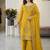Yellow silk blend embroidered beads work plazzo suit