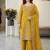 Yellow silk blend embroidered beads work plazzo suit