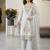 White silk blend embroidered beads work plazzo suit