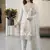 White silk blend embroidered beads work plazzo suit