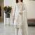 White silk blend embroidered beads work plazzo suit