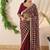 Maroon pure soft fandy sattin silk with real mirror work lace border saree