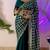 Sea green pure soft fandy sattin silk with real mirror work lace border saree