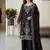 Black silk blend embroidered beads work plazzo suit