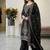 Black silk blend embroidered beads work plazzo suit