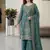 Seagreen silk blend embroidered beads work plazzo suit