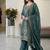 Seagreen silk blend embroidered beads work plazzo suit