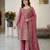 Pink silk blend embroidered beads work plazzo suit