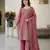 Pink silk blend embroidered beads work plazzo suit