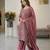 Pink silk blend embroidered beads work plazzo suit
