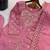 Pink silk blend embroidered beads work plazzo suit