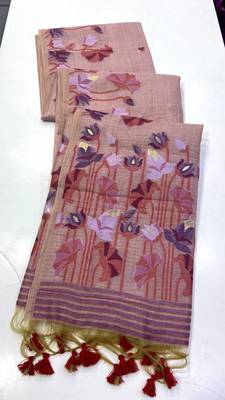 Pink Color Resham weaving  Cotton Saree 2