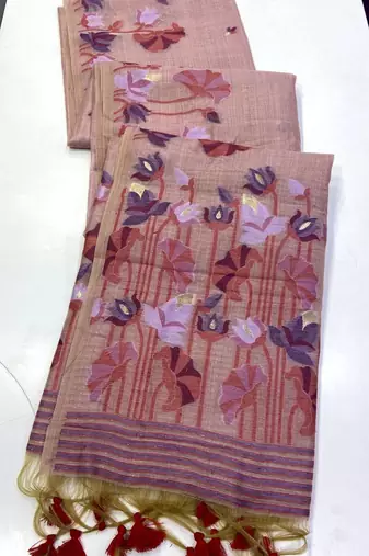 Pink Color Resham weaving  Cotton Saree