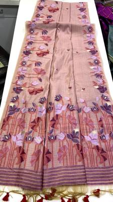 Pink Color Resham weaving  Cotton Saree 3